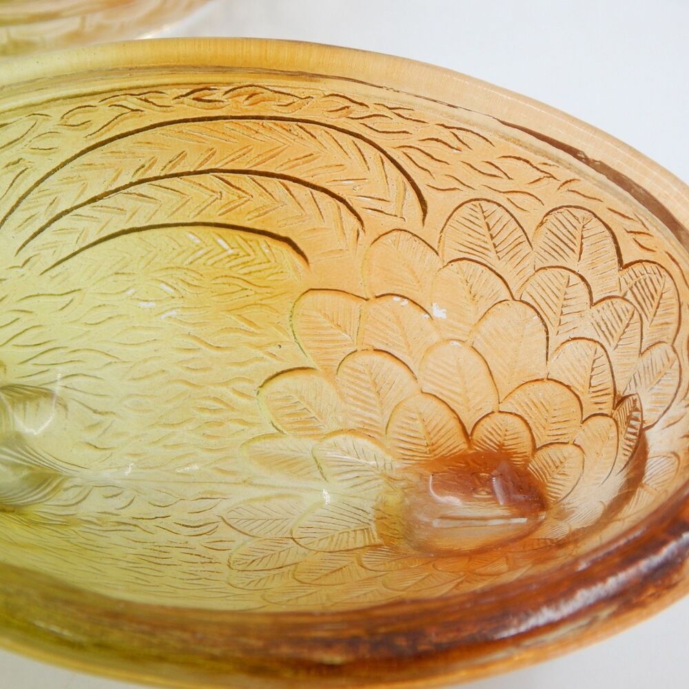 Glass Hen On Nest Ombre Amber Yellow Covered Candy Dish 6 Inch Vintage - Picture 7 of 10